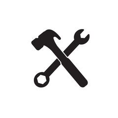 Hammer and wrench icon vector
