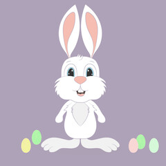 Happy Easter Bunny Vector illustration. Cute Rabbit cartoon character. 