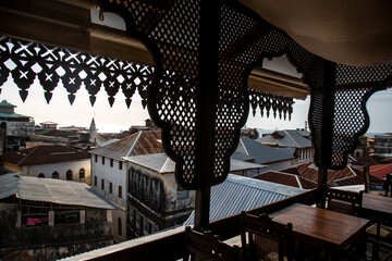 Stone town Zanzibar view from rooftop balcony 