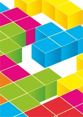 Tetris game with pieces of squares. Vector image            