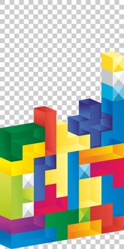 Tetris game with pieces of squares. Vector image            
