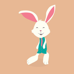 Happy Easter Bunny Vector illustration. Cute Rabbit cartoon character. 