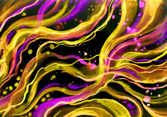 Abstract picture in the form of waves on a black background, print for poster, background for various designs.