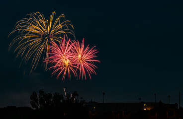 Fototapeta na wymiar 4th of July fireworks over Coca Cola Park in Allentown Pennsylvania