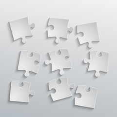 Nine chaos sided 3d puzzle presentation infographic template with explanatory text field for business statistics