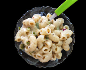 Italian cheese sauce pasta with black background