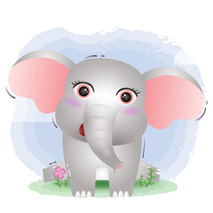 cute little elephant in the children's style. cute cartoon elephant vector illustration