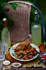 Italian sausage and pepper skewers.