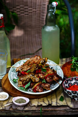 Italian sausage and pepper skewers.