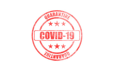 COVID19 quarantine stamp isolated on white background.