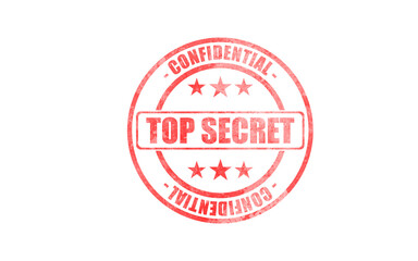 TOP SECRET, confidential stamp isolated on white background.