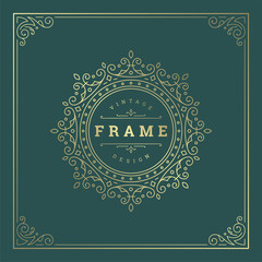 Vintage flourishes ornament swirls lines frame template vector illustration victorian ornate border for greeting cards