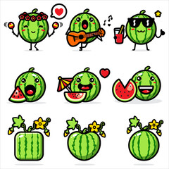 design vector set of cute watermelons