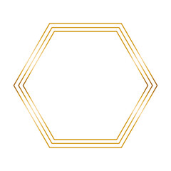 Light crystal effect for wedding invitation card. Golden frame in vintage style on white background. Line art  elegant rhombus border for decorative design. Isolated vector illustration.