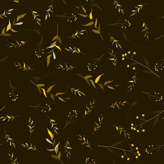 Vintage background.  Hand drawn vector illustration. Trendy floral print. Isolated seamless pattern.