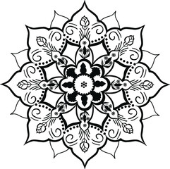 Black and white mandala for coloring page
