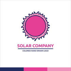 Pink and blue solar and sun univerce vector illustration logo