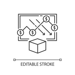 Cost analysis pixel perfect linear icon. Financial analytics, economic crisis thin line customizable illustration. Contour symbol. Business strategy. Vector isolated outline drawing. Editable stroke