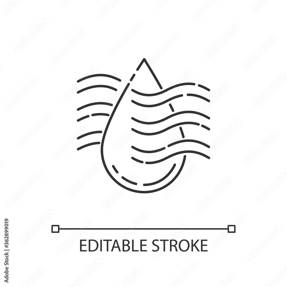 Poster drying process pixel perfect linear icon. water purification, filtration thin line customizable illu