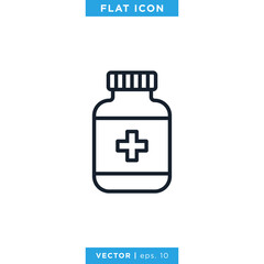 Medicine Bottle Icon Vector Design Template. Prescription Drug Bottle