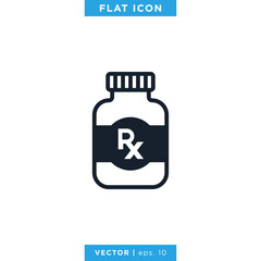 Medicine Bottle Icon Vector Design Template. Prescription Drug Bottle