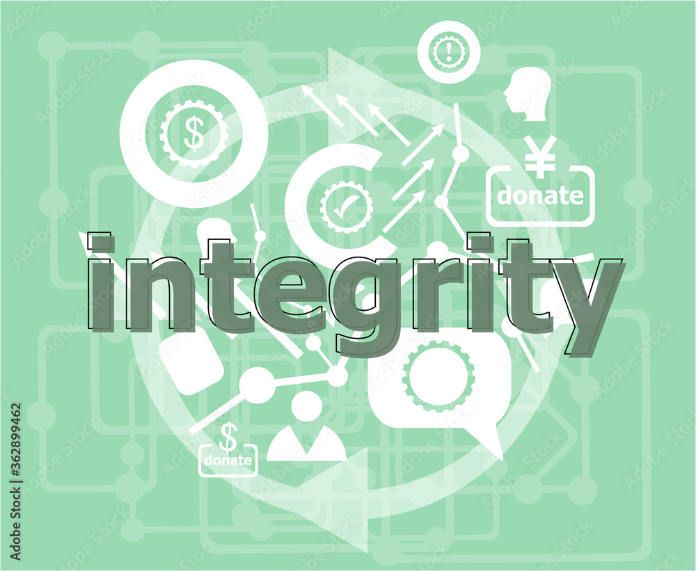 Aufkleber text integrity. business concept . infographic template. flat design web graphics elements.