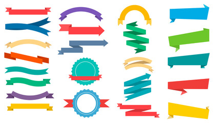 Colorful stickers, labels collection. Ribbons set, isolated on white background