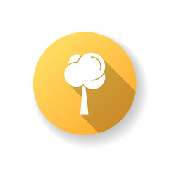 Tree yellow flat design long shadow glyph icon. Spring nature. Plant to cultivate in summer. Environmental care. Eco friendly. Greenery growth. Garden and outdoor. Silhouette RGB color illustration