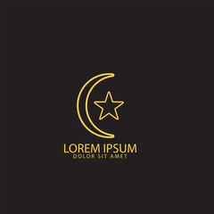 Golden Star moon logo,vector,illustration,web,and template design