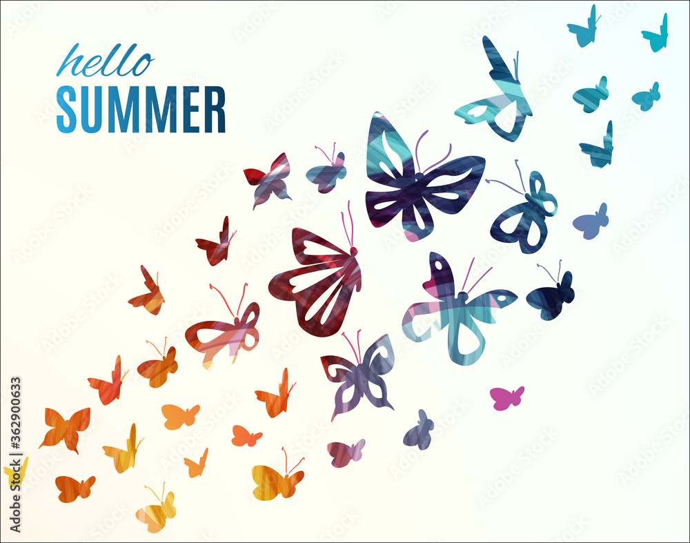 Wall mural Hello summer. Summer butterfly vector