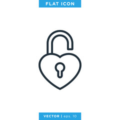 Padlock and Heart Icon Vector Logo Design Template