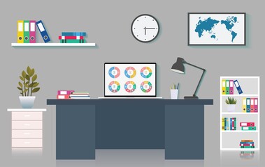 vector illustration of office desk