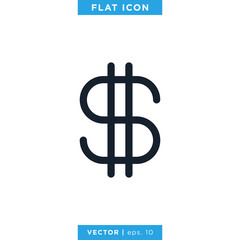 Dollar Sign Icon Vector Logo Design Template. Currency Icon