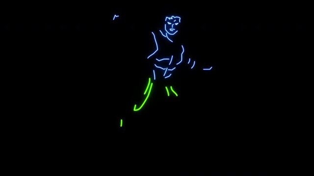 Neon Supe rhero icon animated, Colorful lights Super hero icon, Black background with alpha channel, 4K