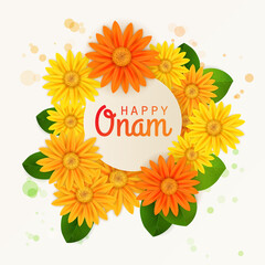 Happy Onam! Flower greetings for South Indian Festival Onam. Vector illustration - 362902481