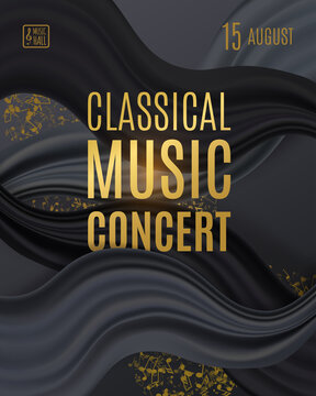 Classical music concert poster with elegant background. Vector template design