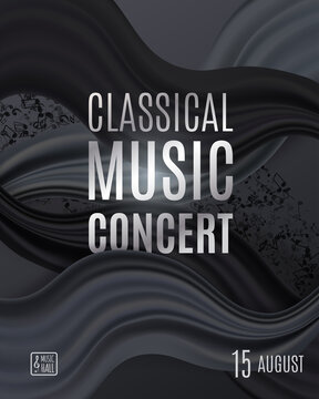 Classical music concert poster with elegant background. Vector template design