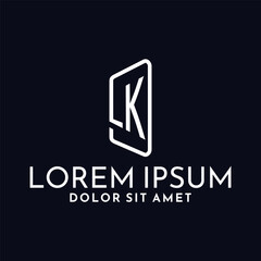 Initial letter LK logo template with window line art illustration in flat design monogram symbol