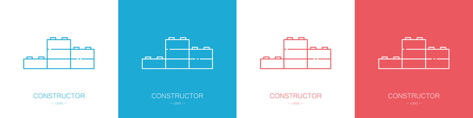 Set of logos for children's parts of the game constructor. Vector illustration
