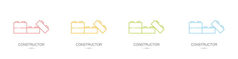 Set of logos for children's parts of the game constructor. Vector illustration

