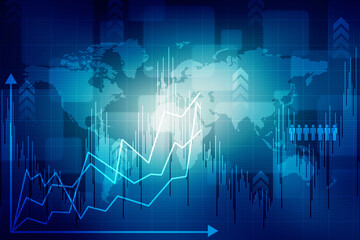 2d rendering Stock market online business concept. business Graph 