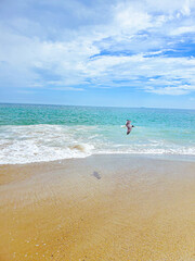 Rockaway Beach, Queens, New York. Quiet and peaceful place, Empty Beach.