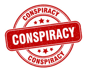 conspiracy stamp. conspiracy label. round grunge sign