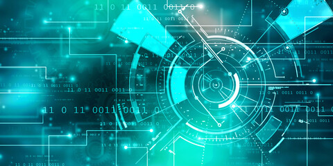 2d illustration Abstract futuristic electronic circuit technology background