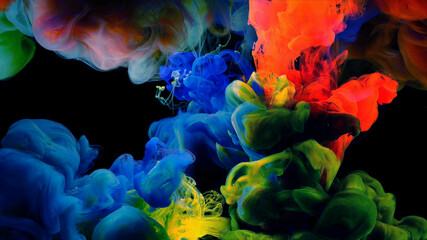 Color paint drops in water, luxury colors.

