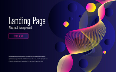 Neon glowing techno lines, blue, pink and yellow hi-tech futuristic abstract background template. 