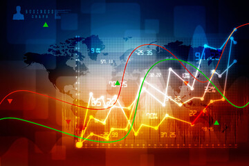 Obraz na płótnie Canvas 2d rendering Stock market online business concept. business Graph 