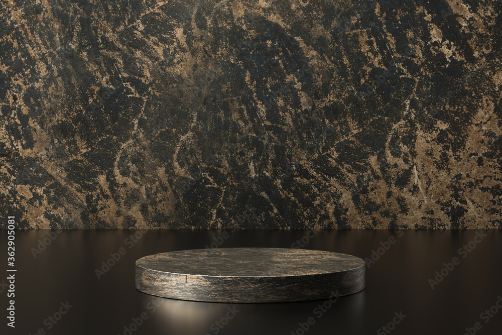 Poster black marble product display on luxury background with advertising backdrops. empty pedestal podium 