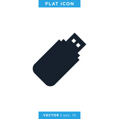 USB Flash Drive Icon Vector Logo Design Template.