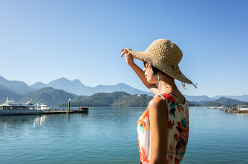Asian woman at Sun Moon Lake